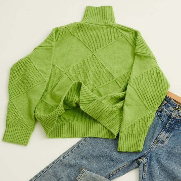 Viola | Maglia a Collo Alto Lavorata