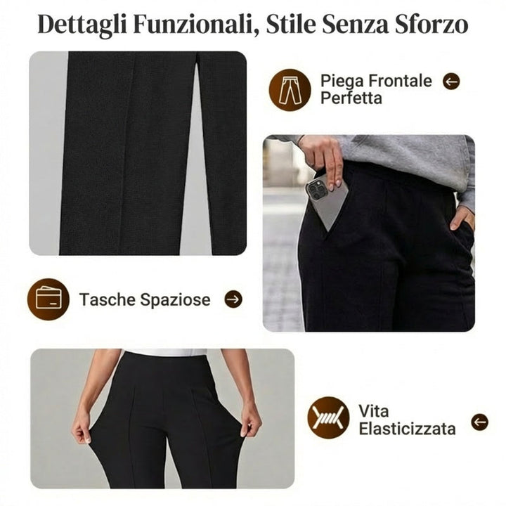 Pantaloni Casual da Donna a Vita Alta e Gamba Larga