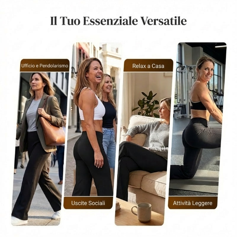 Pantaloni Casual da Donna a Vita Alta e Gamba Larga