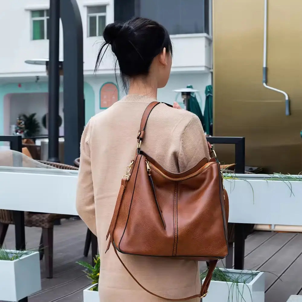 Borsa a tracolla di lusso in pelle con tasca antifurto