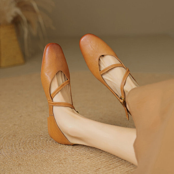 Camille | ballerine in pelle con cinturino alla caviglia