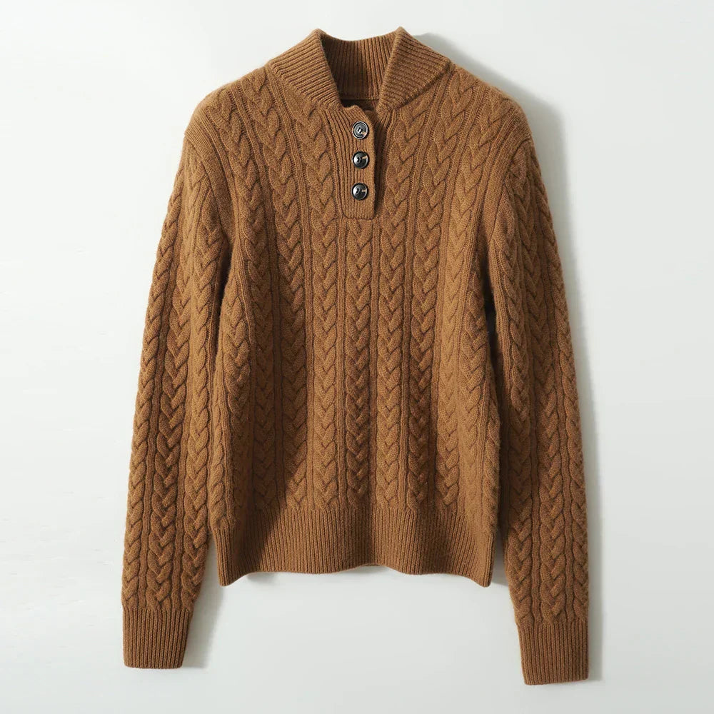 Carla | Maglione in Maglia Intrecciata con Bottoni