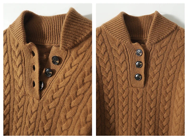 Carla | Maglione in Maglia Intrecciata con Bottoni