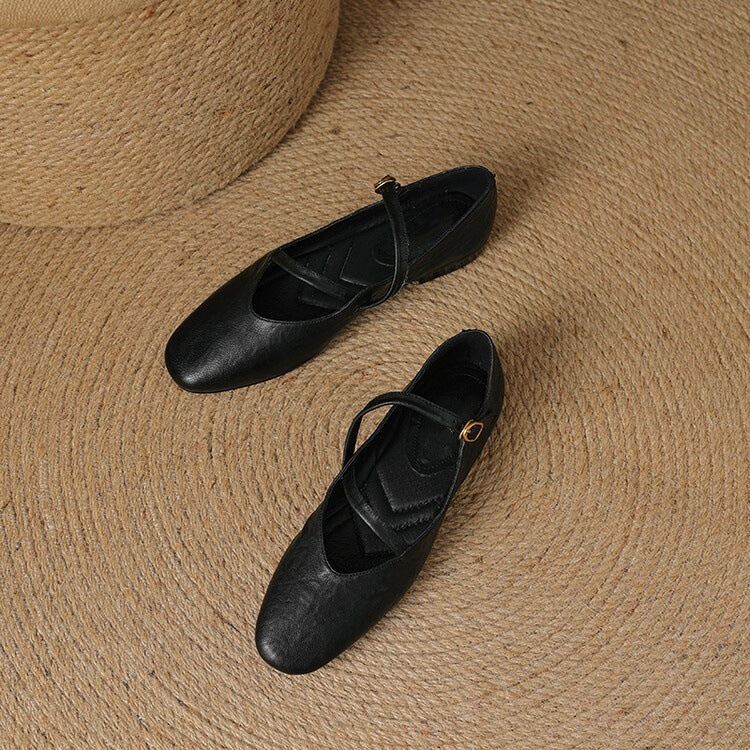 Camille | ballerine in pelle con cinturino alla caviglia