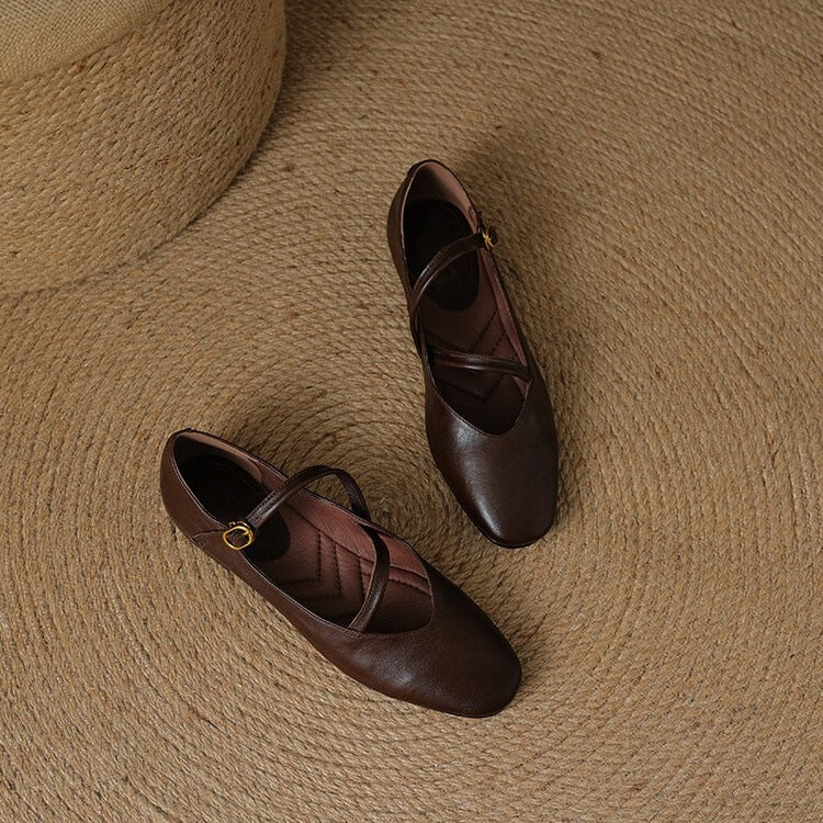 Camille | ballerine in pelle con cinturino alla caviglia