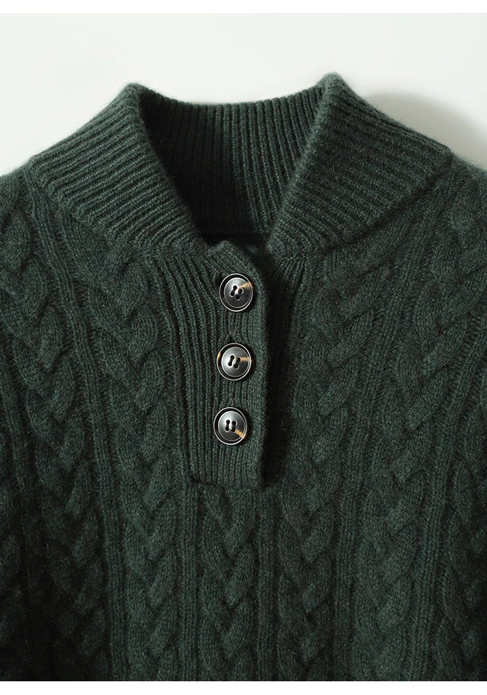 Carla | Maglione in Maglia Intrecciata con Bottoni