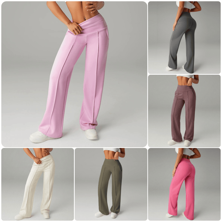Pantaloni Casual da Donna a Vita Alta e Gamba Larga
