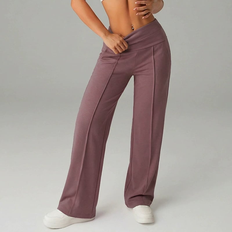 Pantaloni Casual da Donna a Vita Alta e Gamba Larga