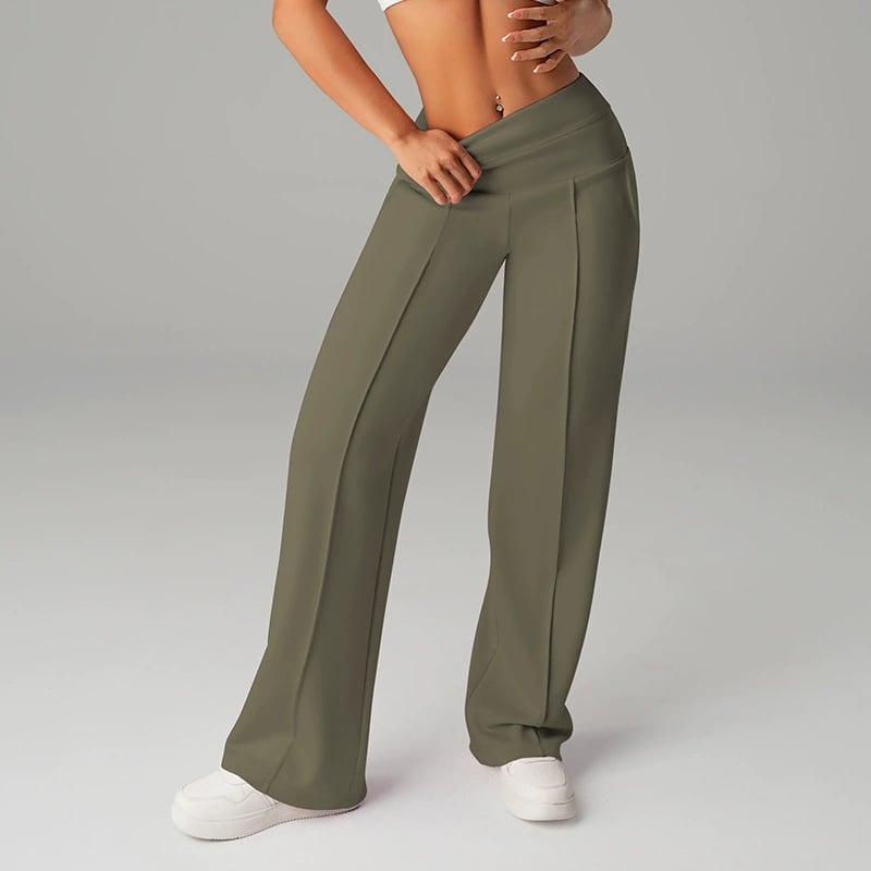 Pantaloni Casual da Donna a Vita Alta e Gamba Larga
